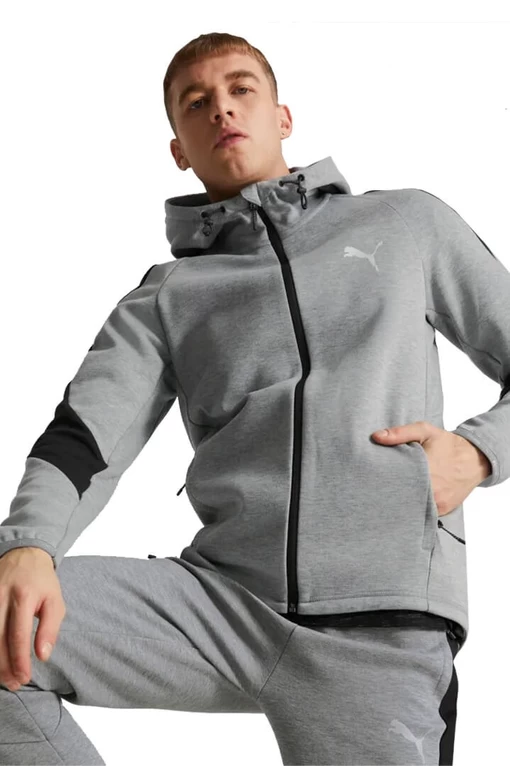 Худі чоловіче Puma Evostripe Full-Zip Hoodie сірого кольору