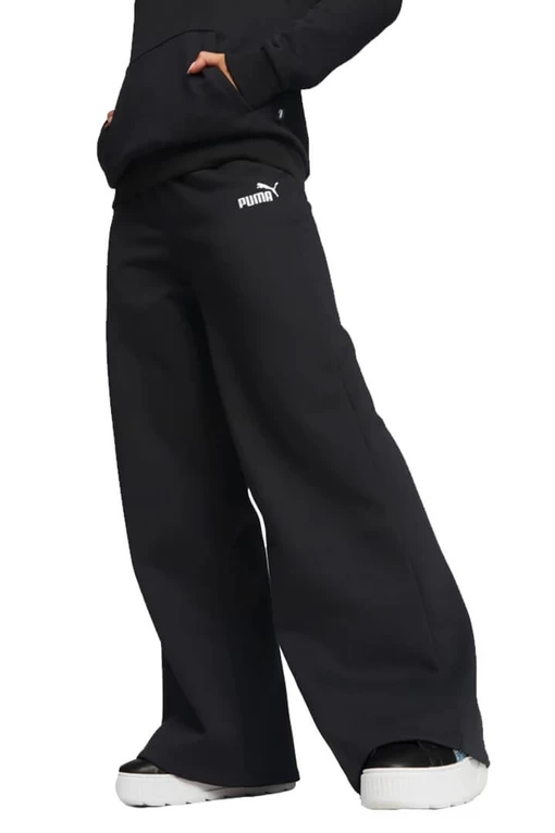 Спортивные штаны женские Puma ESS+ Embroidery Wide Pants черного цвета