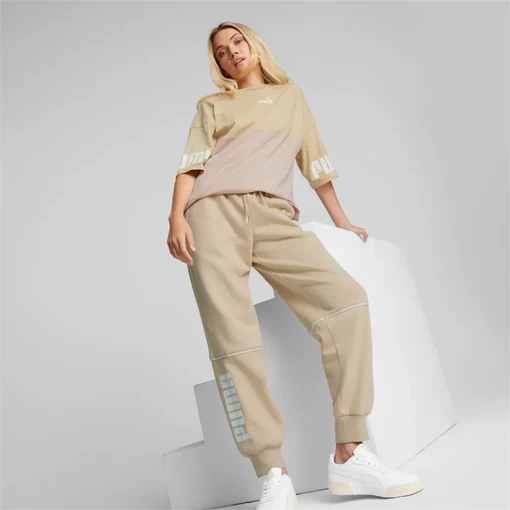 Спортивные штаны женские Puma Power Colorblock Pants сандалового цвета