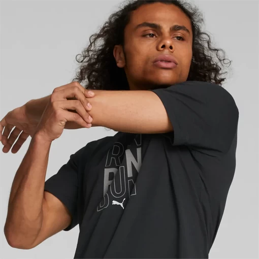 Футболка мужская Puma RUN LOGO SS TEE M черного цвета