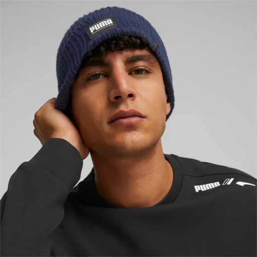 Шапка мужская/женская Puma Ribbed Classic Cuff Beanie темно-синего цвета