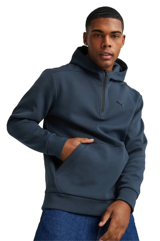 Толстовка мужская Puma RAD-CAL Half-Zip Hoodie синего цвета