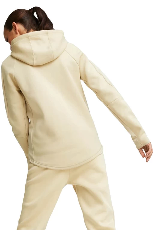 Толстовка женская Puma EVOSTRIPE Full-Zip Hoodie бежевого цвета