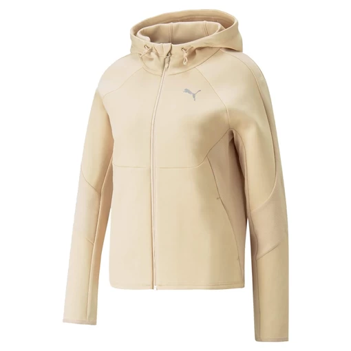 Толстовка женская Puma EVOSTRIPE Full-Zip Hoodie бежевого цвета