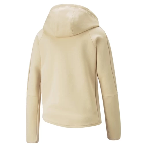 Толстовка женская Puma EVOSTRIPE Full-Zip Hoodie бежевого цвета