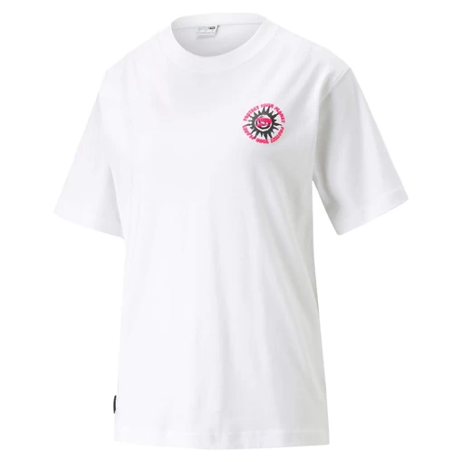 Футболка женская Puma DOWNTOWN Relaxed Graphic Tee белого цвета