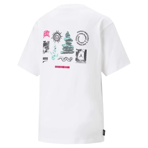 Футболка женская Puma DOWNTOWN Relaxed Graphic Tee белого цвета