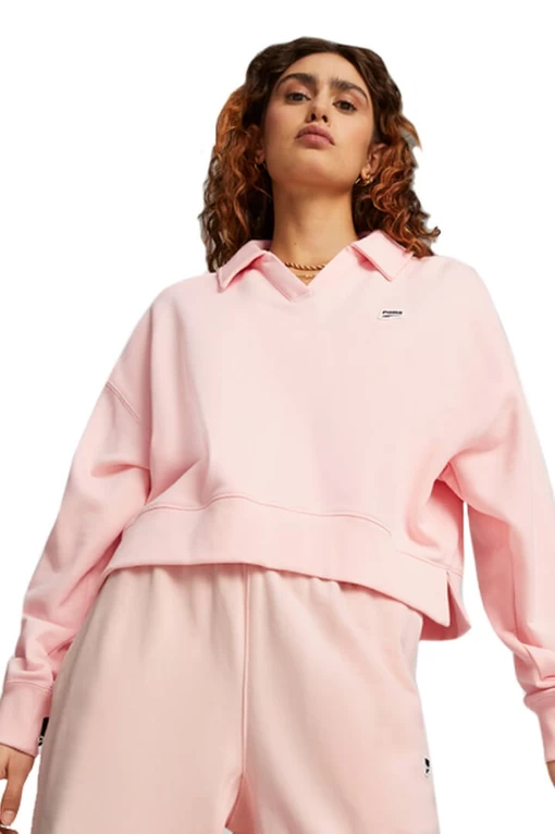 Світшот жіночий Puma DOWNTOWN Oversized Polo рожевого кольору