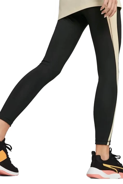 Легінси жіночі Puma EVOSTRIPE High-Waist Tights чорно-бежевого кольору