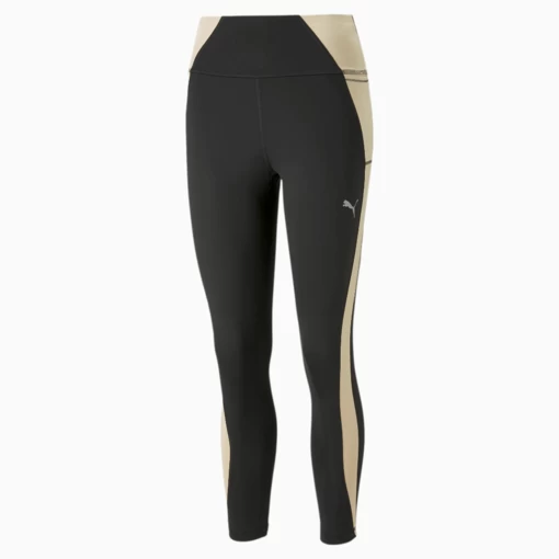 Легінси жіночі Puma EVOSTRIPE High-Waist Tights чорно-бежевого кольору