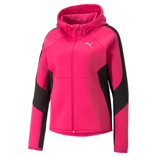 Худи женское Puma EVOSTRIPE Full-Zip Hoodie малинового цвета