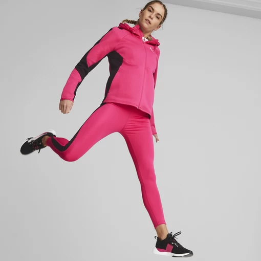Худи женское Puma EVOSTRIPE Full-Zip Hoodie малинового цвета