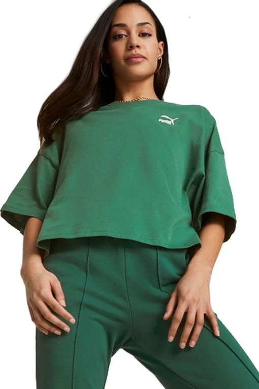 Футболка жіноча Puma CLASSICS Oversized Tee зеленого кольору