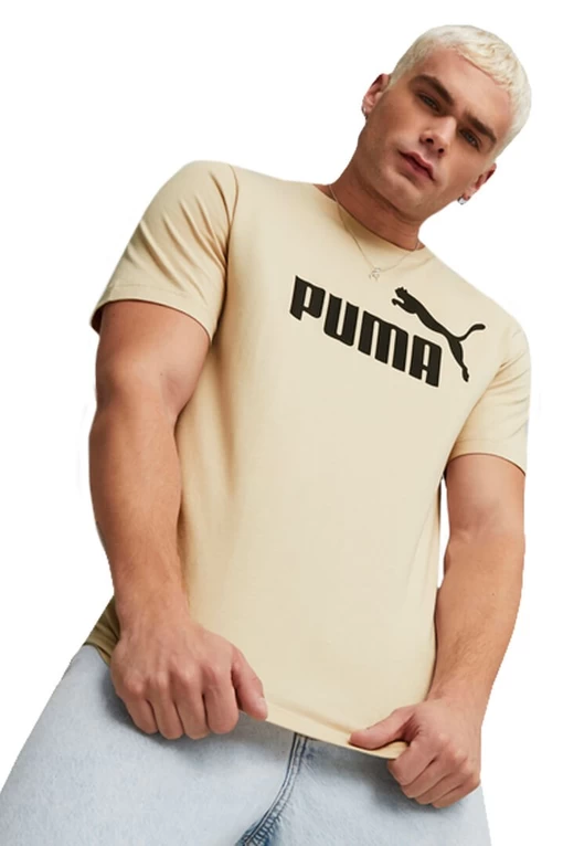 Футболка мужская Puma ESS Logo Tee бежевого цвета