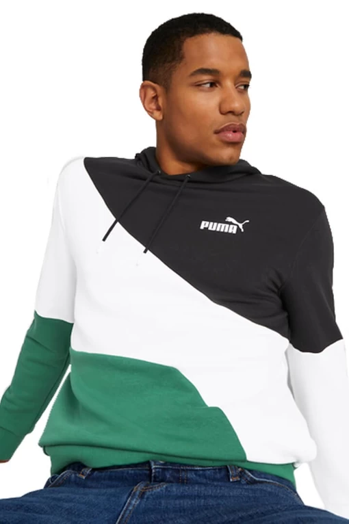 Худі чоловіче Puma PUMA POWER Cat Hoodie чорно-біло-зеленого кольору