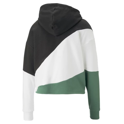 Худи женское Puma POWER Cat Hoodie черно-бело-зеленого цвета