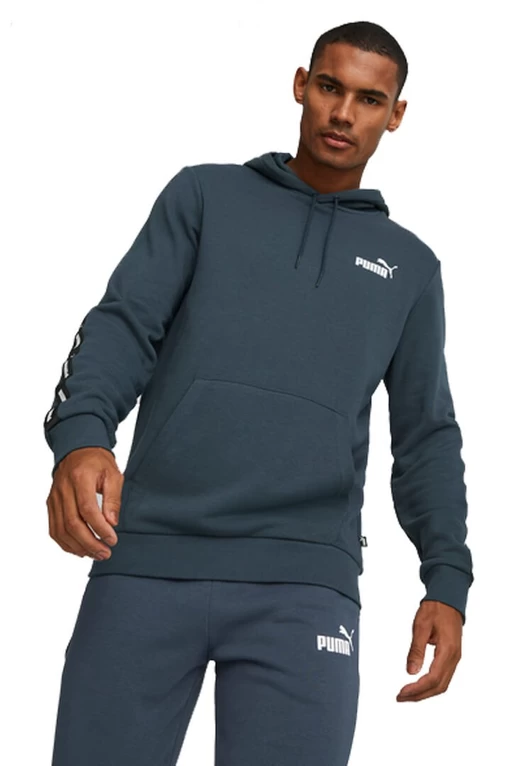 Худі чоловіче Puma ESS+ Tape Hoodie темно-синього кольору
