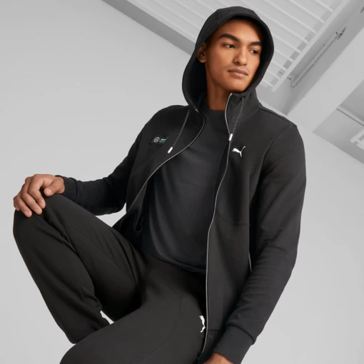 Толстовка мужская Puma MAPF1 Hooded Sweat Jacket черного цвета