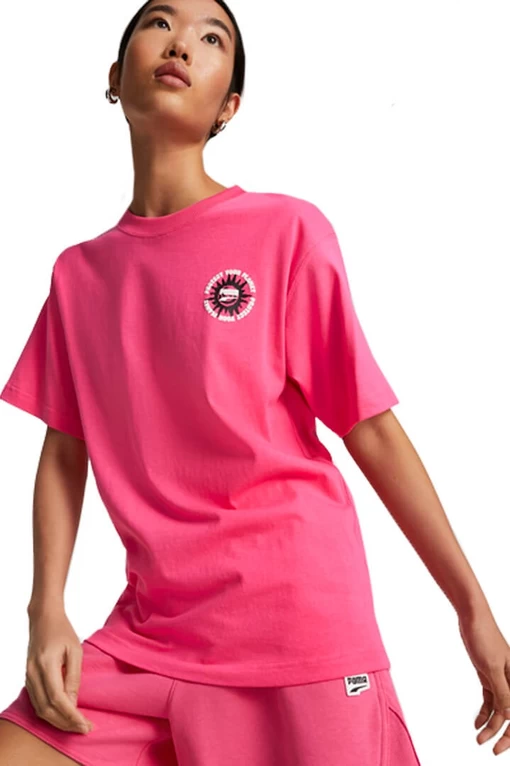 Футболка жіноча Puma DOWNTOWN Relaxed Graphic Tee рожевого кольору