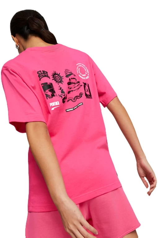 Футболка жіноча Puma DOWNTOWN Relaxed Graphic Tee рожевого кольору