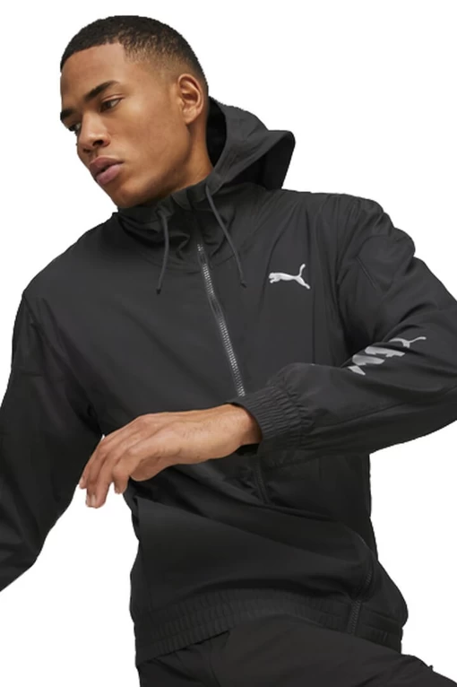 Куртка спортивная мужская Puma FIT WOVEN JACKET черного цвета