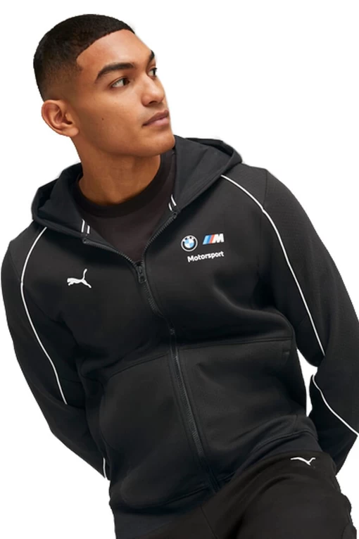 Куртка спортивная мужская Puma BMW MMS Hdd Sweat Jkt черного цвета