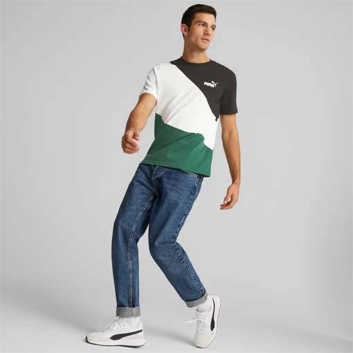 Футболка чоловіча Puma POWER Cat Tee чорно-біло-зеленого кольору