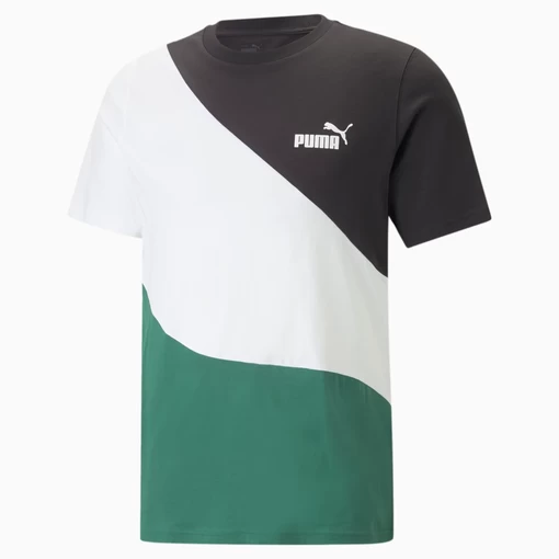 Футболка чоловіча Puma POWER Cat Tee чорно-біло-зеленого кольору