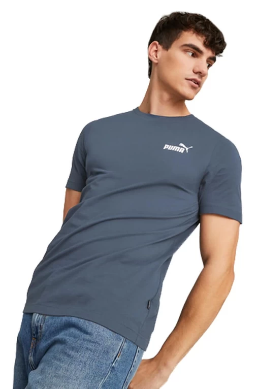 Футболка мужская Puma ESS Small Logo Tee темно-синего цвета