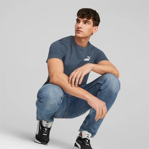 Футболка мужская Puma ESS Small Logo Tee темно-синего цвета