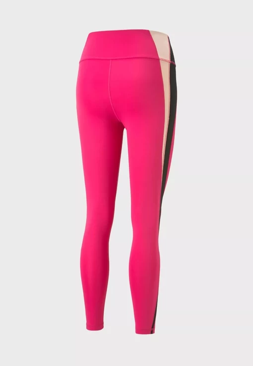 Легінси жіночі Puma EVOSTRIPE High-Waist Tights малинового з чорним кольором