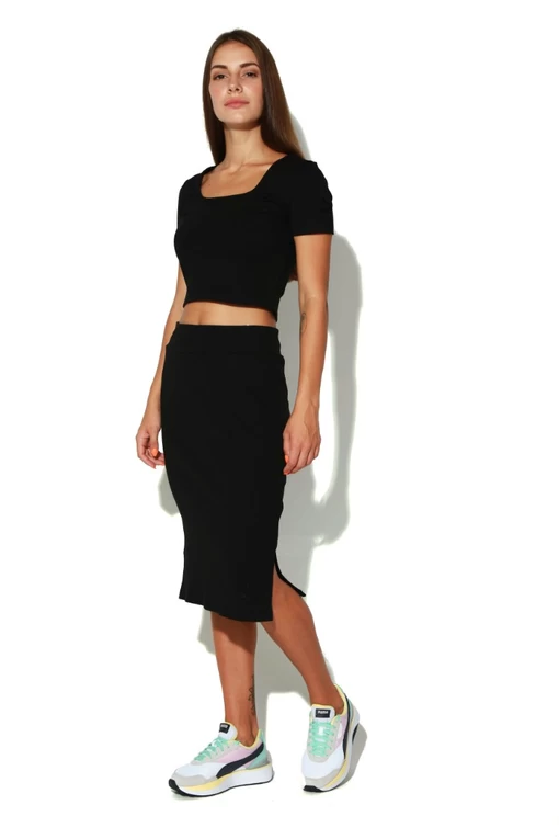Юбка Classics Ribbed Midi Skirt черного цвета