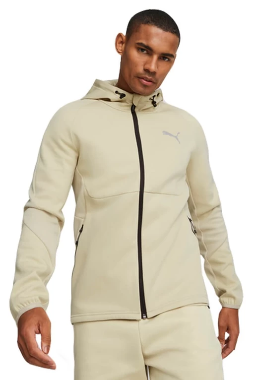 Толстовка чоловіча Puma EVOSTRIPE Full-Zip Hoodie молочного кольору