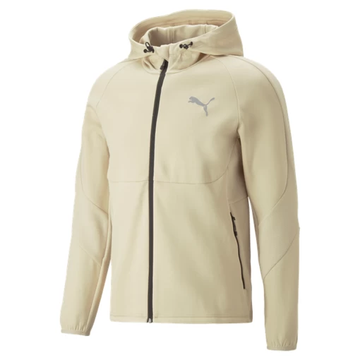 Толстовка чоловіча Puma EVOSTRIPE Full-Zip Hoodie молочного кольору