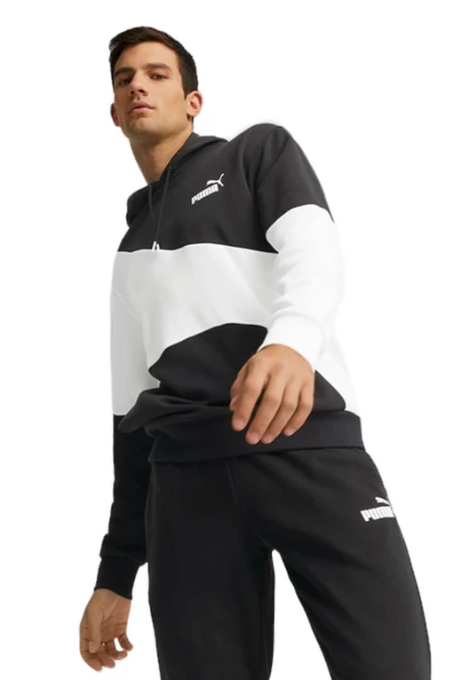 Толстовка мужская Puma POWER Cat Hoodie черно-белого цвета