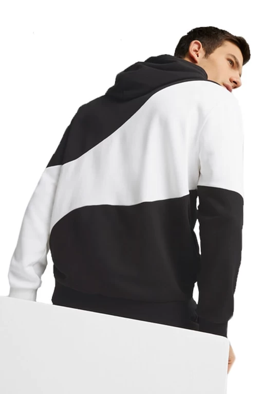 Толстовка мужская Puma POWER Cat Hoodie черно-белого цвета