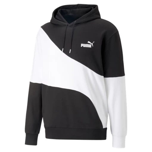 Толстовка мужская Puma POWER Cat Hoodie черно-белого цвета