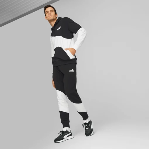 Толстовка мужская Puma POWER Cat Hoodie черно-белого цвета