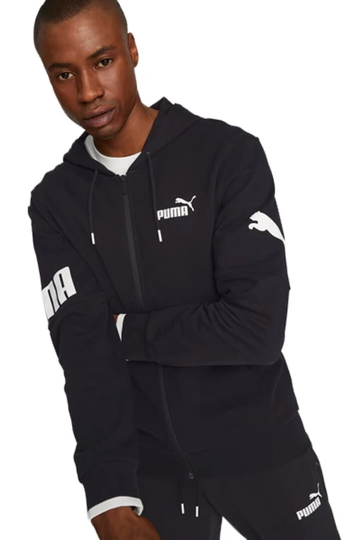 Толстовка мужская Puma POWER Full-Zip Hoodie черного цвета