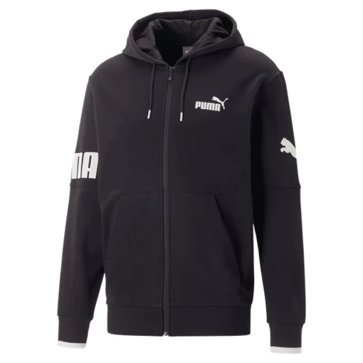 Толстовка мужская Puma POWER Full-Zip Hoodie черного цвета