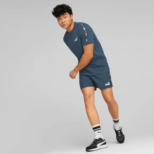 Футболка мужская Puma ESS+ Tape Tee темно-синего цвета