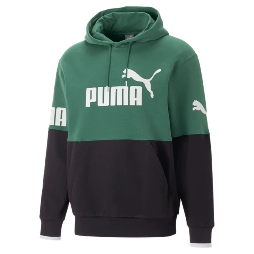 Толстовка чоловіча Puma POWER Colorblock Hoodie зелено-чорного кольору
