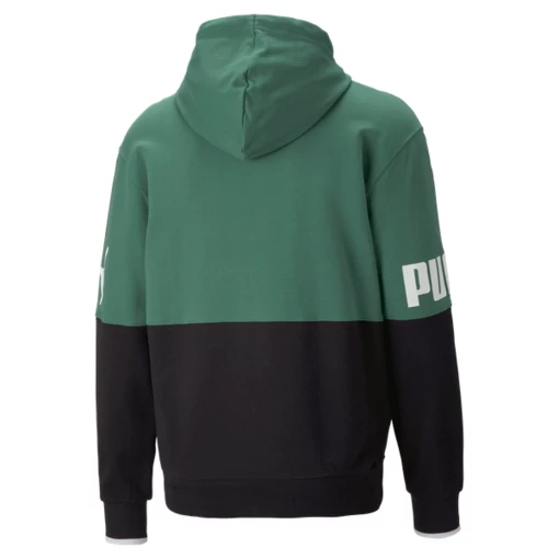 Толстовка чоловіча Puma POWER Colorblock Hoodie зелено-чорного кольору