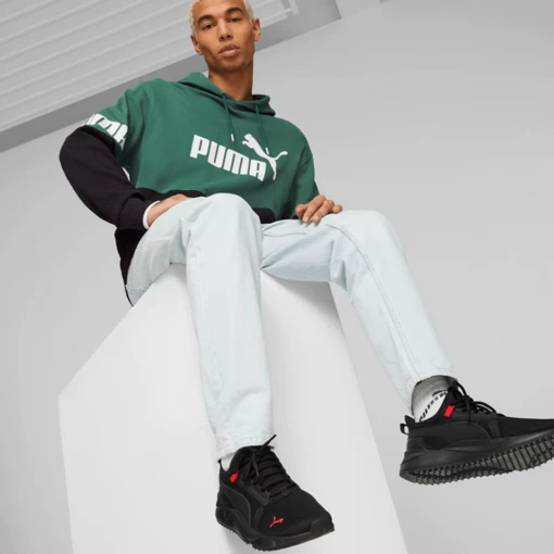 Толстовка чоловіча Puma POWER Colorblock Hoodie зелено-чорного кольору