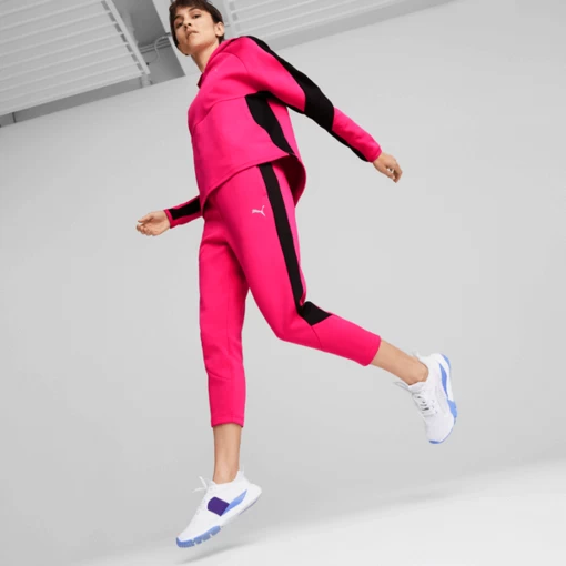 Спортивні штани жіночі Puma EVOSTRIPE High-Waist Pants малинового кольору