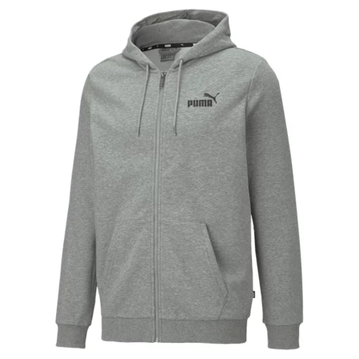 Толстовка мужская Puma ESS Small Logo FZ Hoodie серого цвета