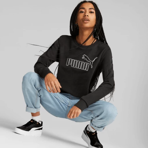 Свитшот женский Puma ESS Elevated Crew черного цвета (67409001)