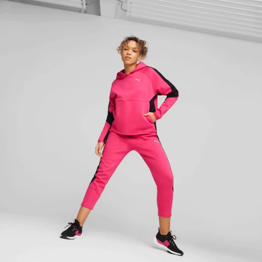 Худи женское Puma EVOSTRIPE Hoodie малинового цвета