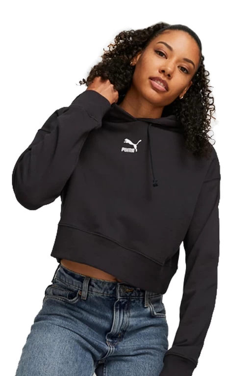 Худі жіноче Puma CLASSICS Cropped Hoodie чорного кольору