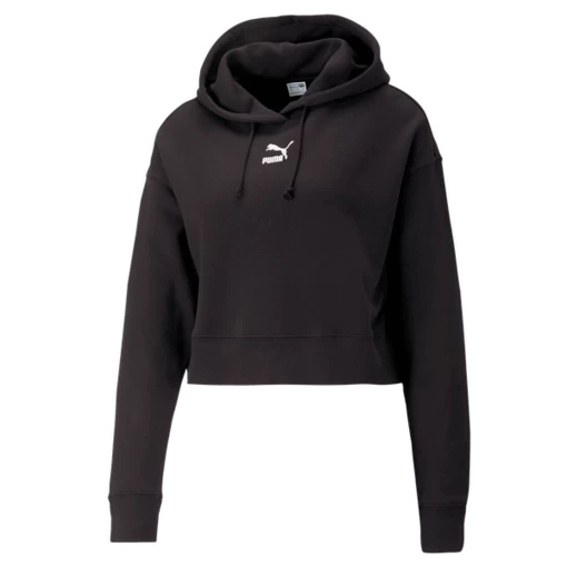 Худі жіноче Puma CLASSICS Cropped Hoodie чорного кольору